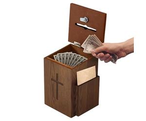 Genérico De Ofrendas - Cassetta postale in legno con serratura e chiave, per la chiesa, per cattedrale, parochia, santuario, funerale, culto, eventi e raccolta fondi