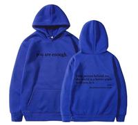 Generico Dear Person Behind Me Hoodie, Oversized You Are Enough Sweatshirt, Cozy Streetwear Pullover for Early Fall Fashion (Blue2,M)