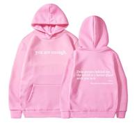 Generico Dear Person Behind Me Hoodie Sweatshirt, You Are Enough Hoodie,World Is A Better Place Pullover Hooded Sweater (Pink,S)