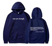 Generico Dear Person Behind Me Hoodie Sweatshirt, You Are Enough Hoodie,World Is A Better Place Pullover Hooded Sweater (Purple,XL)