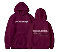 Generico Dear Person Behind Me Hoodie, You Are Enough Hoodie Men Women (Purple Red,S)