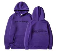 Generico Dear Person Behind Me Hoodie, You Are Enough Hoodie, Oversized Sweatshirt, Early Fall Fashion Sweatshirt Street Style (Purple2,XXL)