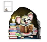 Generico Decalcomanie per topi battiscopa - 5,9 * 5,9 pollici, adesivi murali topi, ade-sivi luminosi di notte per la cameretta dei bambini, libri di lettura, adeivi mura-li animali, cartoni anima