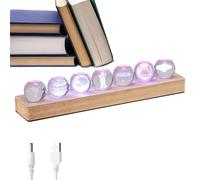 Genérico Decor -12.2x2.28x2.24in Led with Wooden Base | 7 Planet Crystal Ball NightLight | Meditation Companion Indoor Ornament for Bedroom, Living Room, Study Room