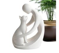 Generico Décor de sculpture de chat - Statuette Amitié Humain et Chat | Objet de Décoration pour Bureau et Salon | Figurine d'Animal de Compagnie en Résine, Cadeau Souvenir pour Étagère