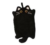 Generico Decorative Hand Towels, Cute Black Cat Hanging Hand Towel, Thickened Absorbent Kitchen Heat Insulation Mat, Bathroom Cartoon Animal Towel, For Home Dorm Washroom Rv Family