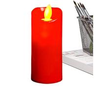Generico Decorative LED Candles - Red Moving Wick Fake Candle Set for Party Home Christmas Decor | ABS Material with Flickering Flame Effect, Flat and Beveled Styles, Table Decoration Gift Accessory