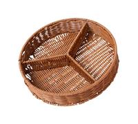 Generico Decorative Serving Tray - 30.5cm Round 3 Grid Snack Server & Woven Poly Wicker Basket, Professional Grade Iron Frame Construction & Reusable Desktop Organizer, For Fruits & Candies