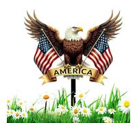 Generico Decorative Yard Stakes - 2D Bald Eagle Patriotic Sign For Outdoor Garden, American Flag Shield Graphic, 30x27cm Heavy Duty Weatherproof Iron Build, Rust Resistant Metal Branch - For Lawn P