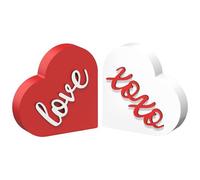 Generico Decorazione a forma di cuore in legno | Centrotavola d'amore a forma di cuore da 2 pezzi - Decorazione in legno per San | per la mensola della mensola della scrivania della casa di nozze