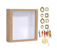 Generico Decorazione Cornice Shadow Box - Espositore In Resina Di Legno 25×25 Cm, Cornice Decorativa Per La Casa | Scatola Per In Miniatura Diorama Illuminata A LED Con Bambole E Cornici Per Foto Per