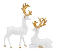 Generico Decorazione da Tavolo a Forma di Cervo Nordico in Carta Origami Bianca Set da 2 Pezzi Medio 12X19Cm e 11X13Cm Accessorio Decorativo per Soggiorno e Regalo