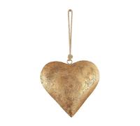 Generico Decorazione Della Parete Del Cuore In Metallo: Ornamento Del A Forma Di Con Una Vecchia Finitura Dorata | Canta Pendente Rustica Vintage Con Corda Interna Ed Esterna, Artistica Román