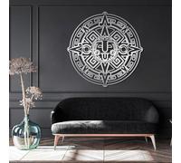 Generico Decorazione murale in Metallo con Calendario Azteco, Decorazione murale con meridiana Azteca, Decorazione murale con Calendario Solare Messicano, Cartello in Metallo Azteco, Decorazione