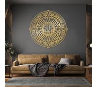 Generico Decorazione murale in Metallo con Calendario Azteco, Decorazione murale con meridiana Azteca, Decorazione murale con Calendario Solare Messicano, Cartello in Metallo Azteco, Decorazione
