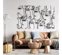 Generico Decorazione murale in Metallo Nero, Decorazione con volti Astratti, Linea del Volto di Donna, Decorazione per Soggiorno, Decorazione murale in Metallo, Decorazione Artistica, per soggio