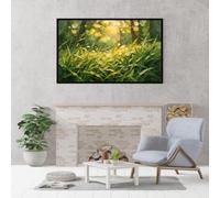 Generico Decorazione Murale Moderna Con Texture Di Foresta Illuminata Dal Sole Verde, Dipinto Ad Olio Originale Senza Cornice, Ideale Per Soggiorno E Camera Da Letto Paesaggio Naturale, Decorazione