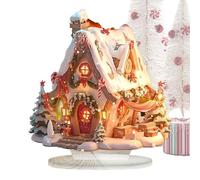 Generico Decorazione natalizia acrilica - illumina il villaggio di natalizi di Natale | Decorazione del tavolo di Natale | Illumina le ville in acrilico 2D | Figurina di arredamento
