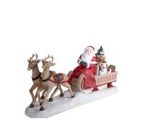 Generico Decorazione Natalizia con Slitta, Babbo Natale e Renne, 41 cm, Statuetta Festiva in Resina