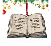 Generico Decorazione Natalizia di Poesia Classica, Ornamento Creativo per Albero a Forma di Libro Vintage, Ciondolo a Libro in Acrilico con Frase di Poesia per sulla Finestra 'Albero