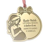 Generico Decorazione Natalizia in Plexiglass Personalizzata Gravidanza - Aspettando Te - Idea Regalo Natalizia Gravidanza