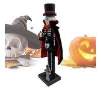 Generico Decorazione Scheletro in Legno - 36 cm, Schiaccianocidi Halloween, Design giocoso | Durevole e Divertente Ornamento della Statua deglischiaccianoci, dello Scheletro della