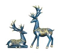 Genérico Decorazione statua di renno,statuette di renna vintage - 2 ornamenti da scrivania di renna seduti fortunati,Decorazione da scrivania vintage di cervo, artigianato creativo per mobile TV