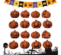 Generico Decorazioni Autunnali Con Zucche - 16 Pezzi Figurine di Zucche in Resina - Piccoli Ornamenti Halloween per Auto Vetrina Bottiglia Tavolo Camera Stagionali