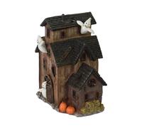 Generico Decorazioni di Halloween - Villaggio luminoso con luci a LED, città fantasma in resina, casa stregata per interni, per casa e feste, 25,5 cm (circa 25,5 cm) in due stili