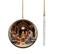 Generico Decorazioni Natalizie Per Il Presepe | Ciondolo Religioso In Acrilico 2D - Decorazioni Di Gesù Per Albero Di Natale,per la Casa la Libreria l'Interno Auto la Maniglia Porta i Rami e Altro