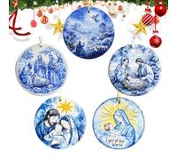 Generico Decorazioni Natalizie Religiose - Decorazioni Blu Della Natività In Acrilico 2D, di Natale a Doppia Faccia | Per Casa Vacanze Chiesa Festa Bambini Uomini Donne