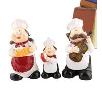 Generico Decorazioni Per A Tema Chef,Set di 3 Figure Sorridenti e Divertenti | Scultura Dello Chef Sorridente,Per la Camera, il Ristorante, la Casa, la Sala da Pranzo, il Tema, la Dispensa, e