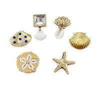 Generico Decorazioni per Ciabatte | 6 Pezzi Stella Marina Oro Decorazione per Scarpe - a Forma di Conchiglia per Ciabatte | per Compleanno Festa Sociale Gita al Mare Viaggio Outdoor