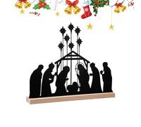 Generico Decorazioni Per Il Tavolo Di Natale | Insegna Del Presepe - Decorazioni Natalizie in Metallo con Base in Legno,Per Bancone Festivo Mensola Chiesa Festa