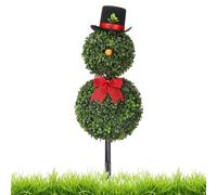 Genérico Decorazioni per pupazzo di neve per esterni - pupazzo di neve artificiale | Albero di Natale a forma di neve | Cappello Fiocco Rosso in vaso falso 2,6 piedi | Natale