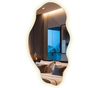 Generico Decormat Specchio con illuminazione 40x80 cm Montato a Parete Irregolare specchio LED Decorativo Macchia Industriale per Camera da Letto Soggiorno Loft Stile Boho Allungato Luce neutra