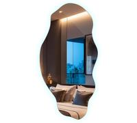 Generico Decormat Specchio LED 50x100 cm Grande Moderno Irregolare Organico Asimmetrico Macchia per Bagno Soggiorno Verticale con illuminazione Luce fredda