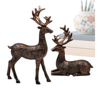 Generico Deer Christmas Decor,2 Pieces Resin Party Supplies | Christmas Reindeer Decor Collectible Figurines - for Home Bedroom Living Room Dining Table Shelf Office Apartment Restaurant Hotel