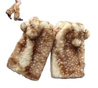 Generico Deer Leg Warmers, Plush Faux Fur Boot Cuffs with Animal Print, for Winter Fashion, Christmas Parties & Outdoor Activities (Brown)
