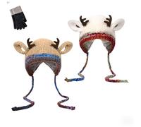 Generico Deer Storage Hat- Festive Christmas Antler Hat, Creative Antler Hats & Bag 2-in-1 Practical and Adorable (C)