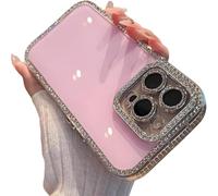 Generico Defendcase New Double-Sided Diamond-Embedded Case for iPhone, Solid Color Anti-Drop All-Inclusive Phone Case, for iPhone 13/14/15/16 Pro Max (Pink,For iPhone14plus)