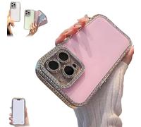 Generico Defendcase New Double-Sided Diamond-Embedded Case for iPhone, Solid Color Anti-Drop All-Inclusive Phone Case with Lens Protection, for iPhone 16/15/14/13/12ProMax (15pro,Pink)
