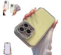 Generico Defendcase New Double-Sided Diamond-Embedded Case for iPhone, Solid Color Anti-Drop All-Inclusive Phone Case with Lens Protection, for iPhone 16/15/14/13/12ProMax (12,Yellow)