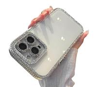 Generico Defendcase New Double-Sided Diamond-Embedded Case for iPhone, Solid Color Anti-Drop All-Inclusive Phone Case, for iPhone 11/12/13/14/15/16 Pro Max (for iPhone 15,White)
