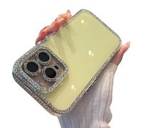 Generico Defendcase New Double-Sided Diamond-Embedded Case for iPhone, Solid Color Anti-Drop All-Inclusive Phone Case, for iPhone 11/12/13/14/15/16 Pro Max (for iPhone 15Pro,Yellow)