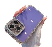 Generico Defendcase New Double-Sided Diamond-Embedded Case for iPhone, Solid Color Anti-Drop All-Inclusive Phone Case, for iPhone 11/12/13/14/15/16 Pro Max (for iPhone 12,Purple)