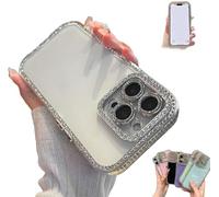 Generico Defendcase New Double-Sided Diamond-Embedded Case for iPhone, Solid Color Anti-Drop All-Inclusive Phone Case with Lens Protection 16/15/14/13/12 Pro Max (for iPhone 12ProMax,White)