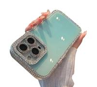 Generico Defendcase New Double-Sided Diamond-Embedded Case for iPhone, Solid Color Anti-Drop All-Inclusive Phone Case, for iPhone 11/12/13/14/15/16 Pro Max (for iPhone 15ProMax,Blue)