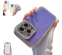 Generico Defendcase New Double-Sided Diamond-Embedded Case for iPhone, Solid Color Anti-Drop All-Inclusive Phone Case with Lens Protection, for iPhone 16/15/14/13/12ProMax (15,Purple)