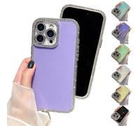 Generico Defendcase New Double-Sided Diamond-Embedded Case for Phone, Solid Color Anti-Drop All-Inclusive, Phone Case with Lens Protection for Phones 16/15/14/13/12 Series (Purple,13promax)